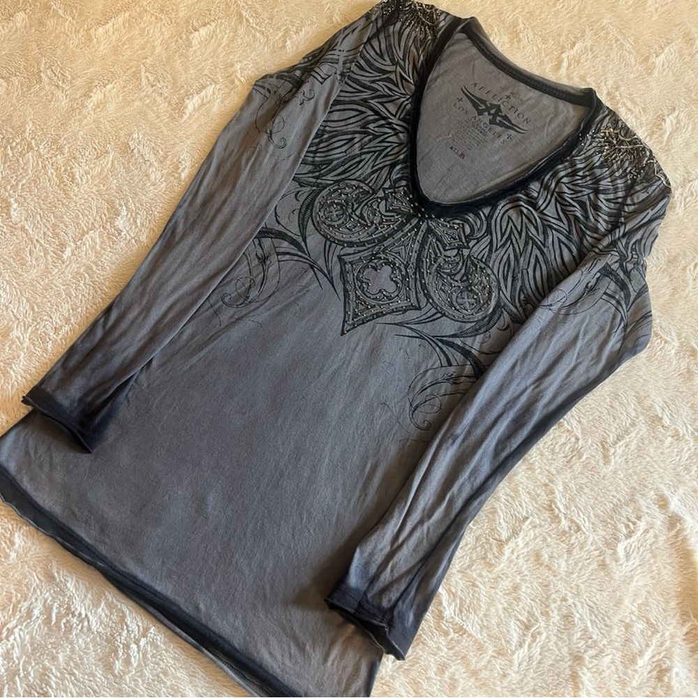 Affliction Women's Gray Long Sleeve Size L